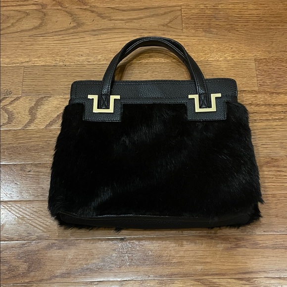 Ann Taylor Black with Gold Faux Fur Bag - Picture 4 of 13